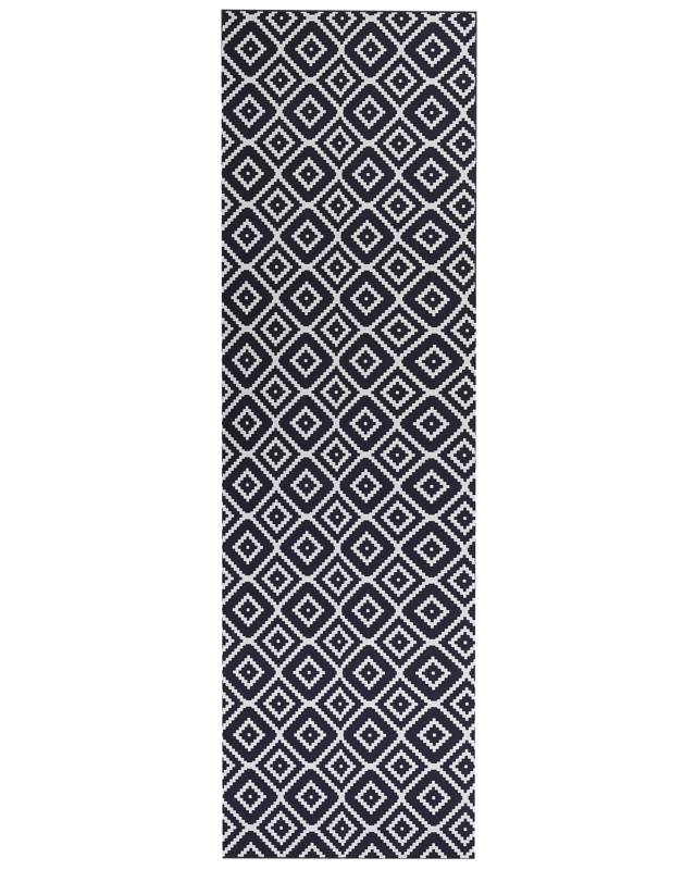 Runner Rug Runner Black and White Polyester 60 x 200 cm Modern Living Room Bedroom Decorations Beliani