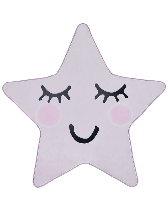 Area Rug Pink 120 x 120 cm Star Shape Low Pile for Children Playroom  Beliani