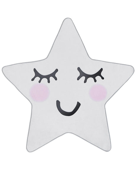 Area Rug White 120 x 120 cm Star Shape Low Pile for Children Playroom  Beliani