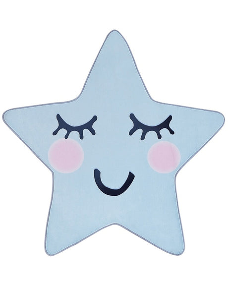 Area Rug Blue  120 x 120 cm Star Shape Low Pile for Children Playroom  Beliani