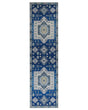 Runner Rug Blue and Beige Polyester 80 x 300 cm Geometric Pattern Anti-Slip Bottom Modern Hallway Beliani