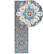 Runner Rug Blue and Orange Polyester 80 x 300 cm Geometric Oriental Pattern Anti-Slip Bottom Modern Hallway Beliani