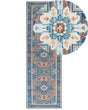 Runner Rug Blue and Orange Polyester 80 x 240 cm Geometric Oriental Pattern Anti-Slip Bottom Modern Hallway Beliani