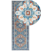 Runner Rug Blue and Orange Polyester 70 x 200 cm Geometric Oriental Pattern Anti-Slip Bottom Modern Hallway Beliani