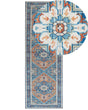 Runner Rug Blue and Orange Polyester 70 x 200 cm Geometric Oriental Pattern Anti-Slip Bottom Modern Hallway Beliani