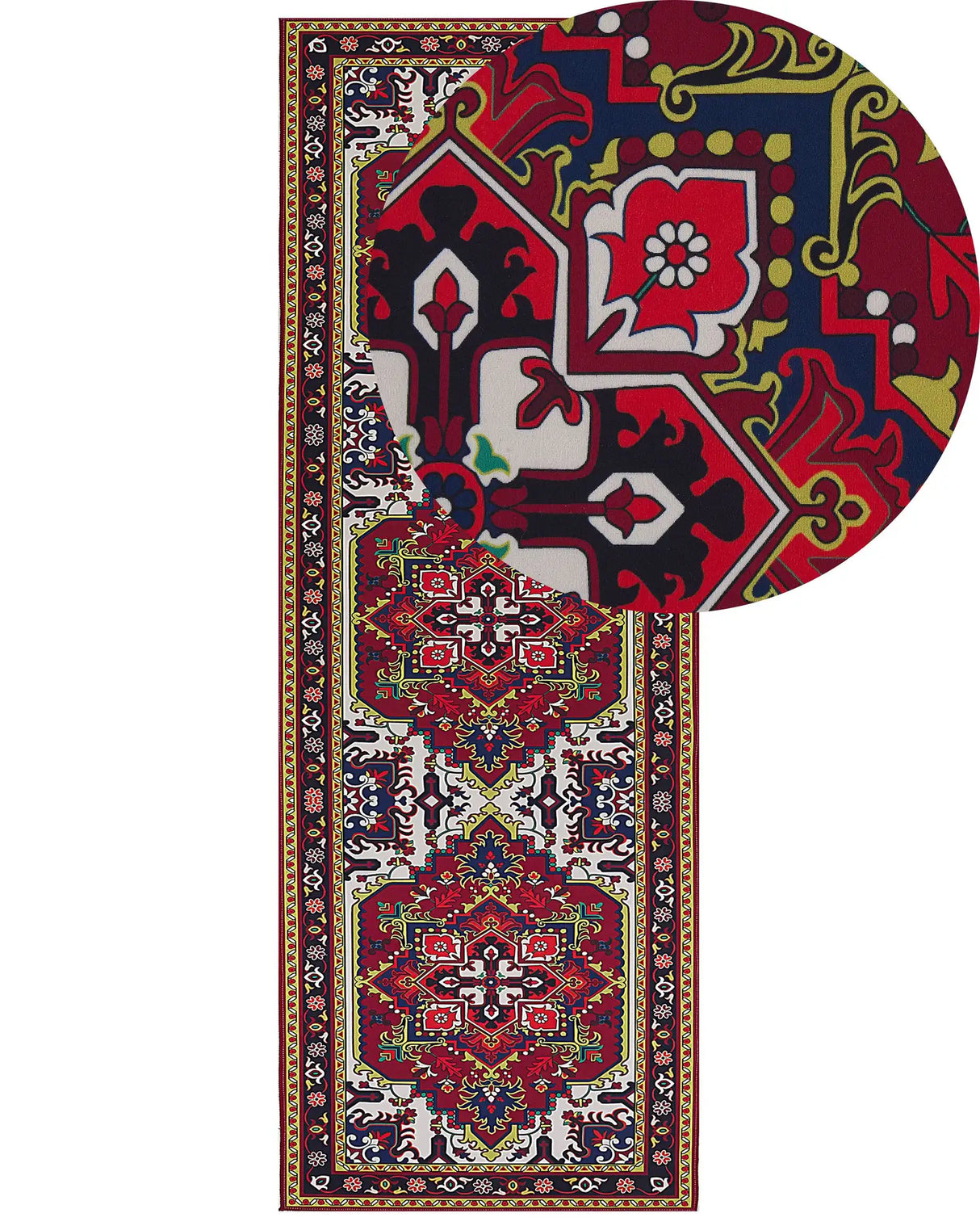 Area Rug Red Polyester 70 x 200 cm Runner Oriental Vintage Living Room Bedroom Hallway Beliani