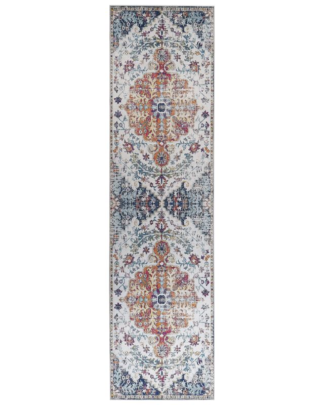 Area Rug Multicolour Polyester 80 x 300 cm Runner Oriental Vintage Distressed Living Room Bedroom Hallway Beliani