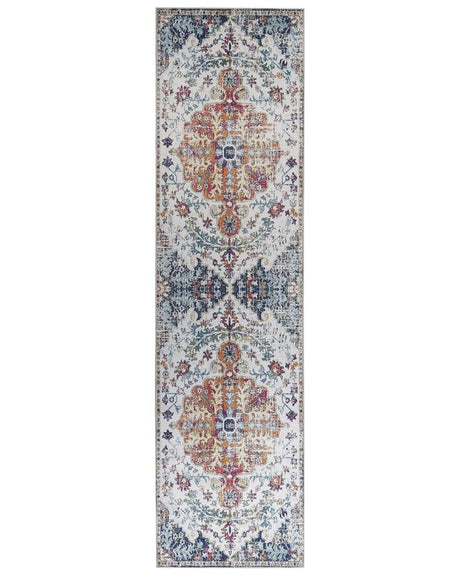 Area Rug Multicolour Polyester 80 x 300 cm Runner Oriental Vintage Distressed Living Room Bedroom Hallway Beliani