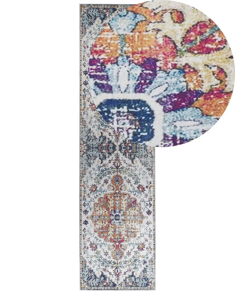 Area Rug Multicolour Polyester 80 x 300 cm Runner Oriental Vintage Distressed Living Room Bedroom Hallway Beliani