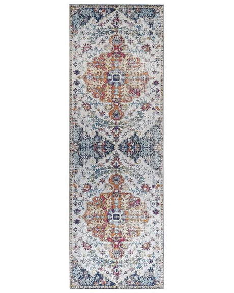 Area Rug Multicolour Polyester 80 x 240 cm Runner Oriental Vintage Distressed Living Room Bedroom Hallway Beliani