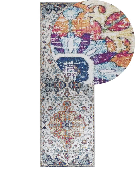 Area Rug Multicolour Polyester 80 x 240 cm Runner Oriental Vintage Distressed Living Room Bedroom Hallway Beliani