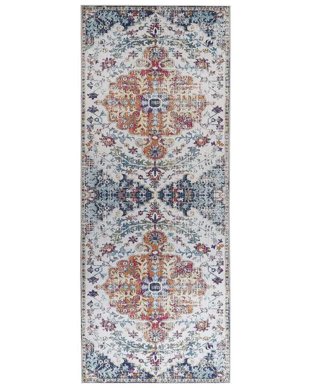 Area Rug Multicolour Polyester 80 x 200 cm Runner Oriental Vintage Distressed Living Room Bedroom Hallway Beliani