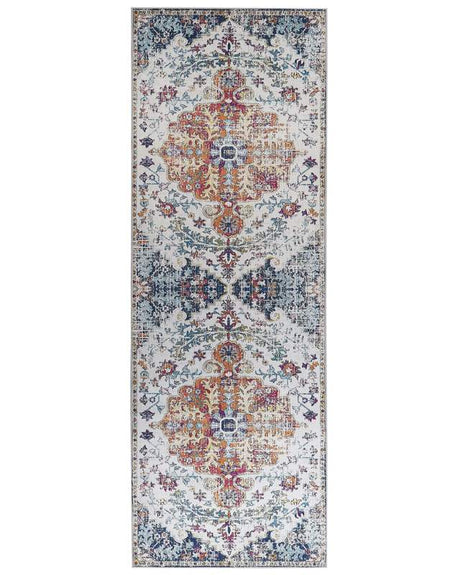 Area Rug Multicolour Polyester 70 x 200 cm Runner Oriental Vintage Distressed Living Room Bedroom Hallway Beliani