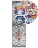 Area Rug Multicolour Polyester 60 x 200 cm Runner Oriental Vintage Distressed Living Room Bedroom Hallway Beliani
