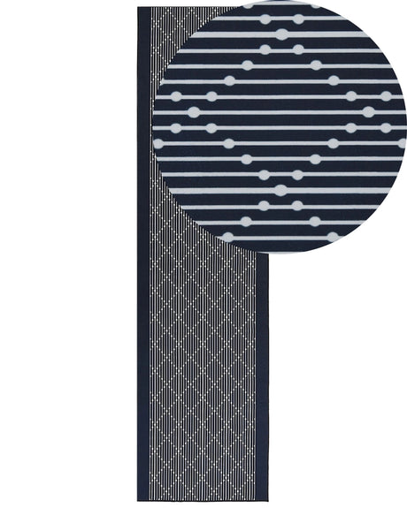 Area Rug Navy Blue Polyester 80 x 300 cm Runner Geometric Pattern Living Room Bedroom Hallway Traditional Beliani