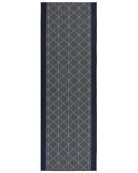 Area Rug Navy Blue Polyester 80 x 240 cm Runner Geometric Pattern Living Room Bedroom Hallway Traditional Beliani