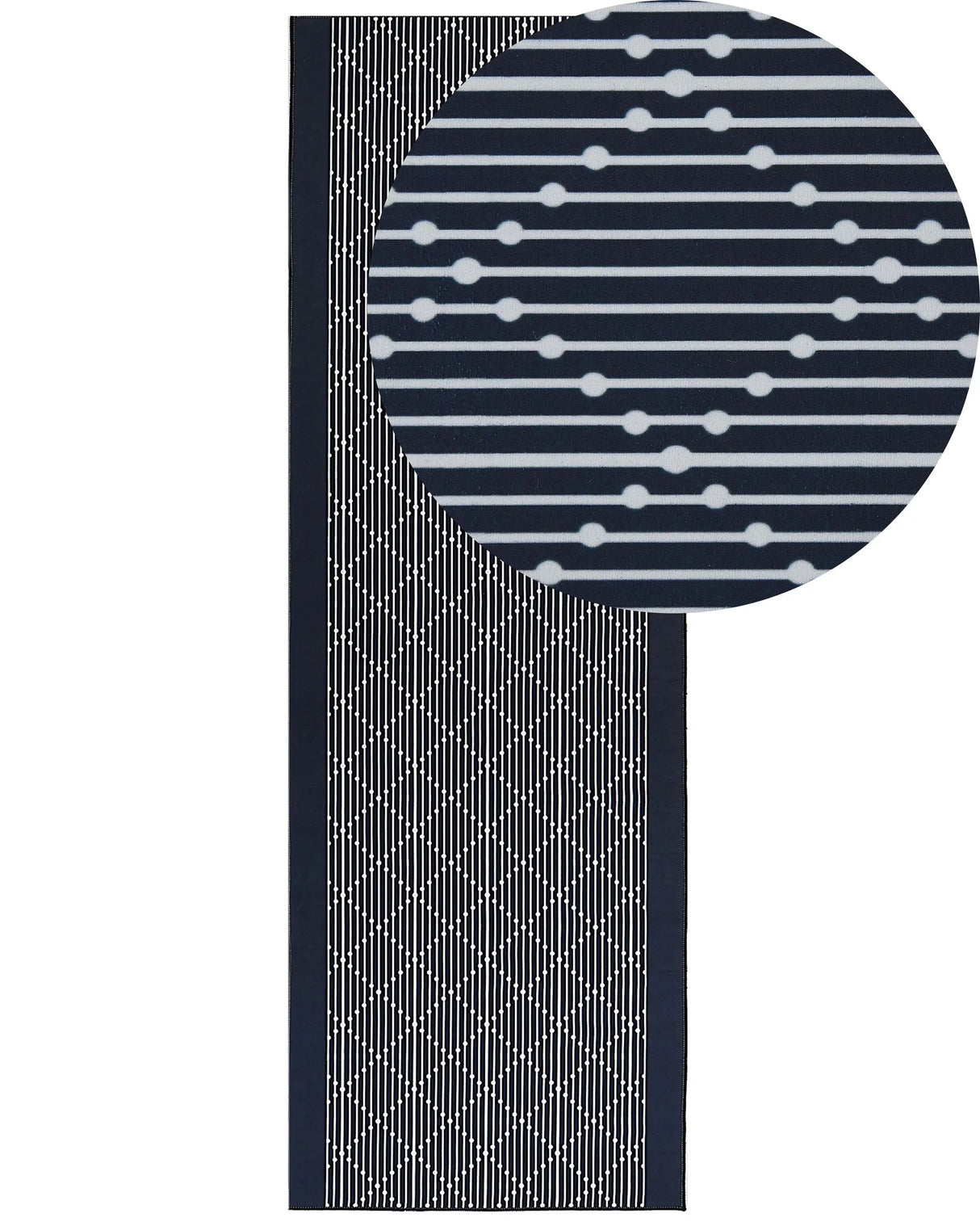 Area Rug Navy Blue Polyester 80 x 240 cm Runner Geometric Pattern Living Room Bedroom Hallway Traditional Beliani