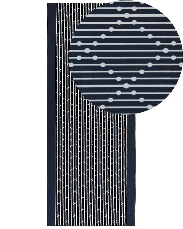 Area Rug Navy Blue Polyester 80 x 200 cm Runner Geometric Pattern Living Room Bedroom Hallway Traditional Beliani