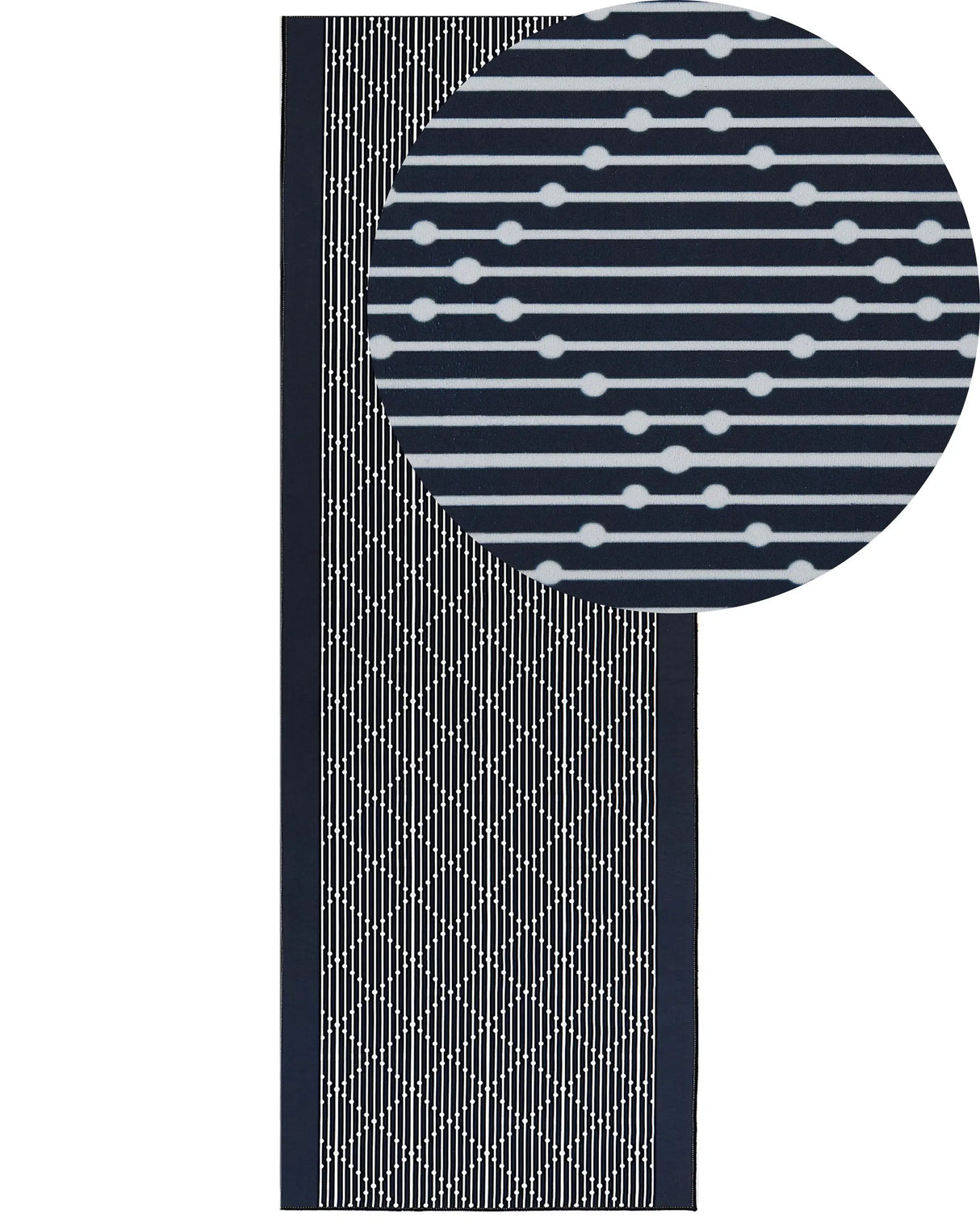 Area Rug Navy Blue Polyester 70 x 200 cm Runner Geometric Pattern Living Room Bedroom Hallway Traditional Beliani