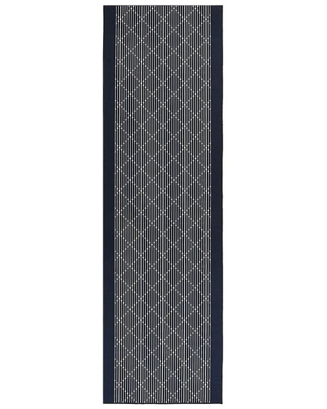 Area Rug Navy Blue Polyester 60 x 200 cm Runner Geometric Pattern Living Room Bedroom Hallway Traditional Beliani