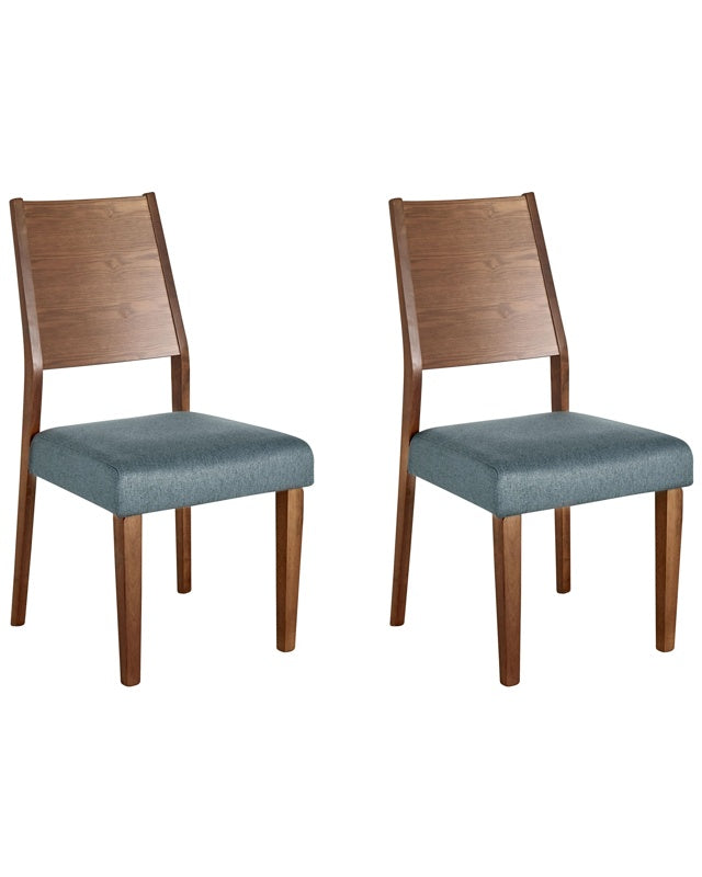 Set of 2 Dining Chairs Dark Wood Rubberwood Seat Pad Accent Dining Seat Modern Traditional Design Beliani