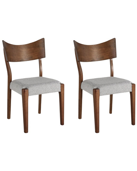 Set of 2 Dining Chairs Dark Wood Rubberwood Seat Pad Accent Dining Seat Modern Traditional Design Beliani