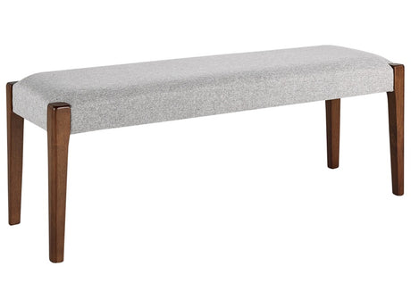 Hallway Bench Dark Wood Grey Upholstered Seat Polyester Cushion Rectangular Retro Classic Design Beliani