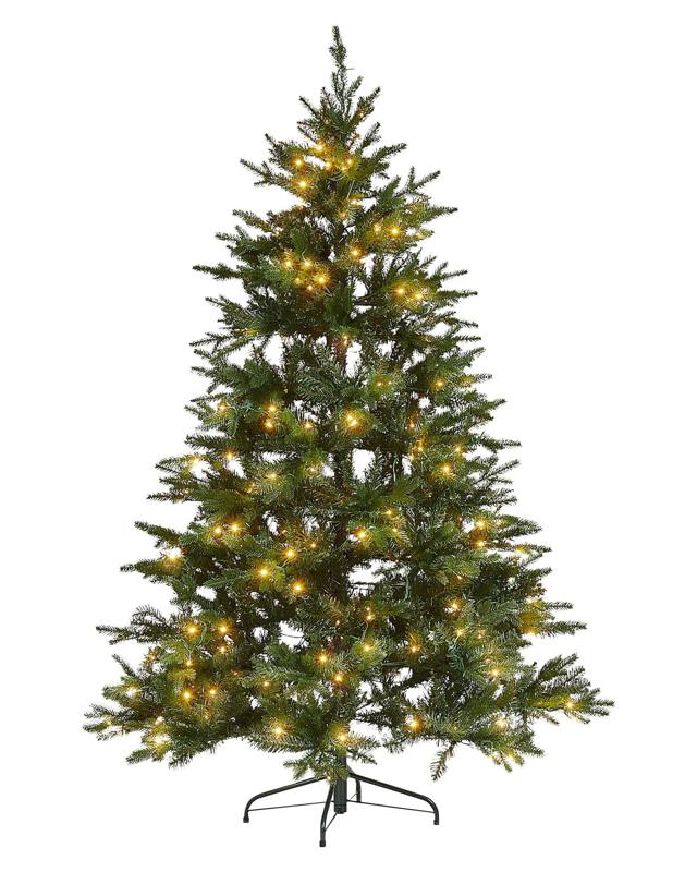 Artificial Christmas Tree Green Synthetic 180 cm Hinged Branches LED Fairy Lights Holiday  Beliani