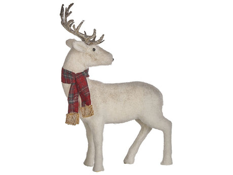 Decorative Figurine White Faux Fur 51 cm Christmas Decoration Reindeer Living Room Decor Beliani