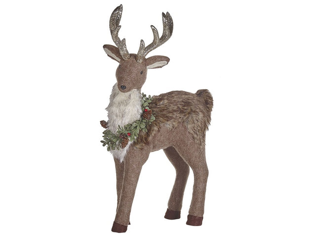 Decorative Figurine Brown Faux Fur 70 cm Christmas Decoration Reindeer Living Room Decor Beliani