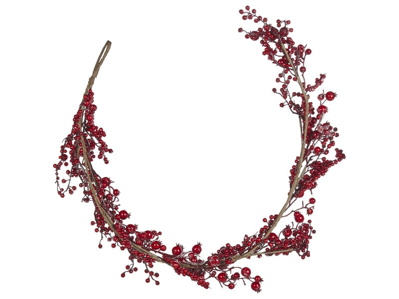 Artificial Christmas Garland Red Synthetic Material 150 cm with Ornaments Frosted Beliani