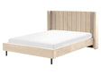 EU King Size Bed Frame 5ft3 Beige Velvet Slatted Base Beliani