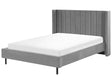 EU Double Size Bed Frame Grey Velvet Slatted Base Beliani