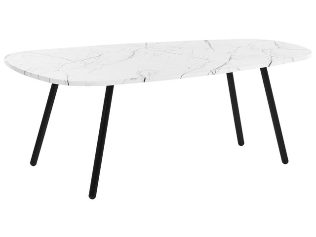 Coffee Table White with Black MDF Iron 110 x 60 cm Metal Legs Modern Living Room Beliani