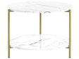 Coffee Table White with Gold MDF Iron  60 cm with Shelf Metal Legs Modern Glam Living Room Beliani