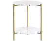 Side Table White with Gold MDF Iron ⌀ 40 cm with Shelf Metal Legs Modern Glam Living Room Beliani