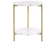 Side Table White with Gold MDF Iron  40 cm with Shelf Metal Legs Modern Glam Living Room Beliani