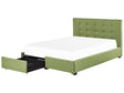 EU Super King Size Bed Green Fabric 6ft Upholstered Frame Buttoned Headrest with Storage Drawers Beliani