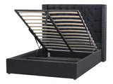 Bed Frame with Storage Black Velvet Upholstered 4ft6 EU Double Size High Headboard Beliani