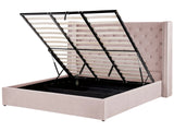 Bed Frame with Storage Pink Velvet Upholstered 6ft EU Super King Size High Headboard Beliani