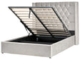 Bed Frame with Storage Light Grey Velvet Upholstered 4ft6 EU Double Size High Headboard Beliani