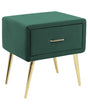 Bedside Table Emerald Green Velvet Upholstery Nightstand 1 Drawer Minimalist Design Bedroom Furniture  Beliani