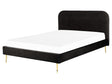 Bed Black Velvet Upholstery EU King Size Golden Legs Headboard Slatted Frame 5.3 ft Minimalist Design Beliani