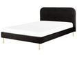 Bed Black Velvet Upholstery EU Super King Size Golden Legs Headboard Slatted Frame 6 ft Minimalist Design Beliani