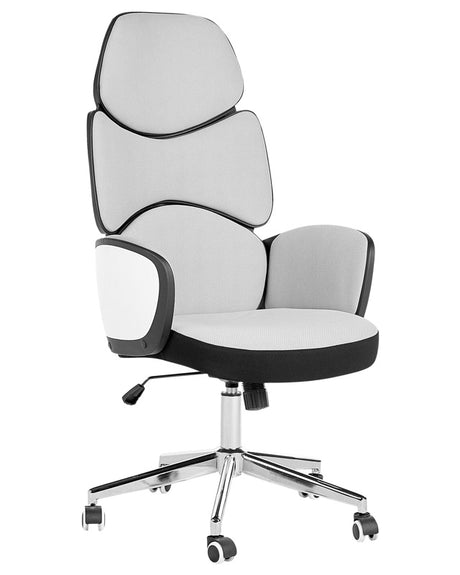 Office Chair Light Grey and Black Fabric Swivel Desk Computer Adjustable Seat Reclining Backrest Beliani