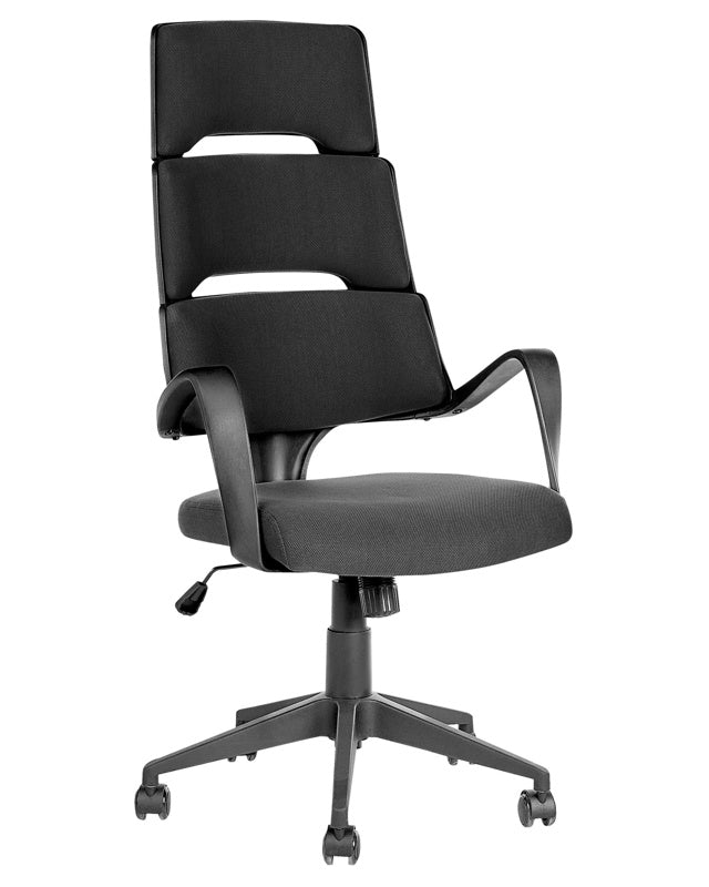 Office Chair Black Fabric Swivel Desk Computer Adjustable Seat Reclining Backrest Beliani