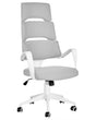 Office Chair White and Grey Fabric Swivel Desk Computer Adjustable Seat Reclining Backrest Beliani