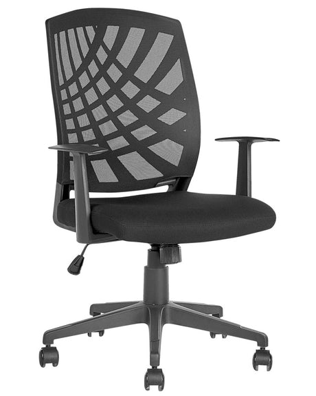 Office Chair Black Polyester Mesh Swivel Desk Computer Adjustable Height Beliani