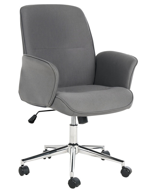 Elegant Office Chair Polyester Swivel Gray Delightful Beliani