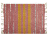 Blanket Light Red Cotton Acrylic 130 x 170 cm Striped Pattern Tassels Boho Style Living Room Bedroom Accent Piece Beliani